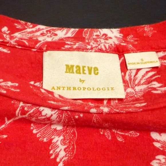 Maeve Anthropologie Red Tie Front Short Sleeve Shirt Size Small M1 - Picture 3 of 7